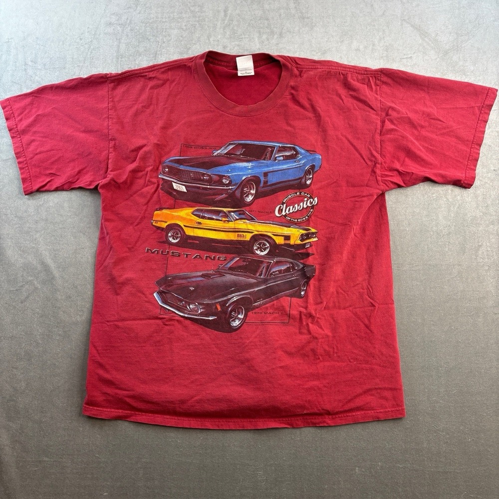 Ford‎ Mustang Muscle Car Classics Graphic T Shirt Red Men's XL